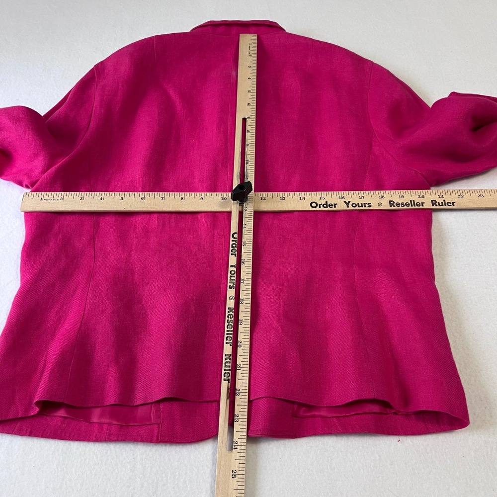 Talbots Blazer Womens 12 Fuschia Pink Irish Linen Colorful Jacket Wedding Summer - Picture 11 of 16